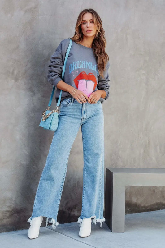 Trendy Wide Leg Straight Leg Jeans