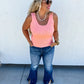 Lillian Scalloped Knit Tank in Peach